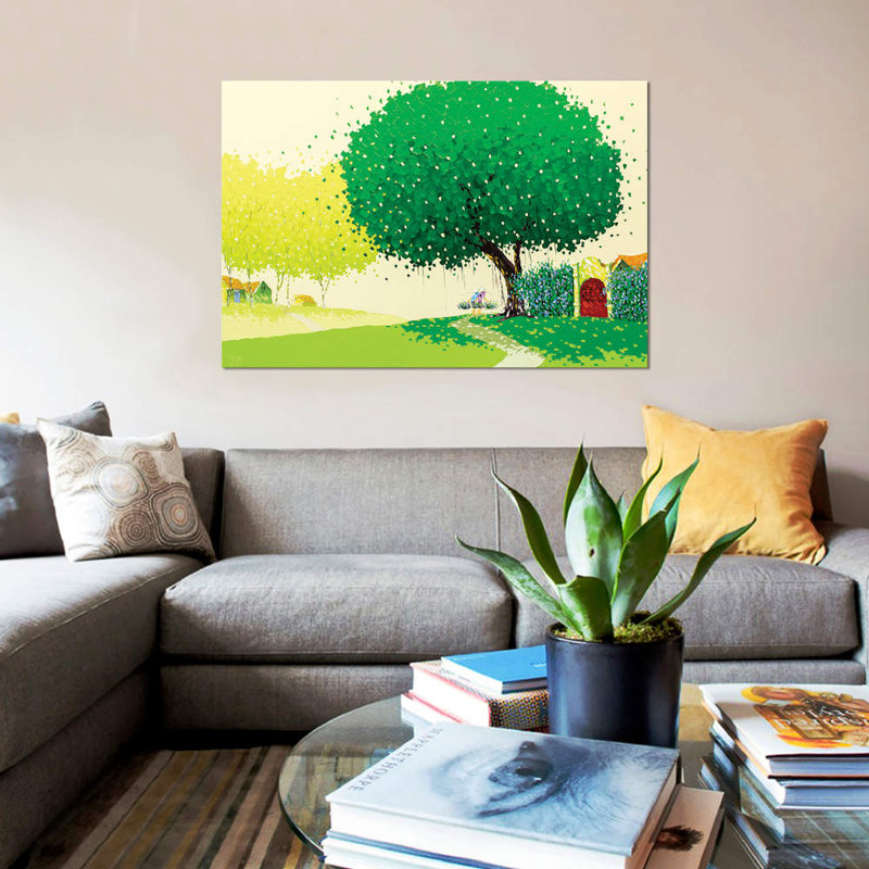 « summer landscape », impression sur toile tendue, H 8 po x l 12 po x P 0,75 po, Pas de tapis, Toile tendue