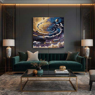 Space Timeline of Space Exploration, art mural sur toile grise