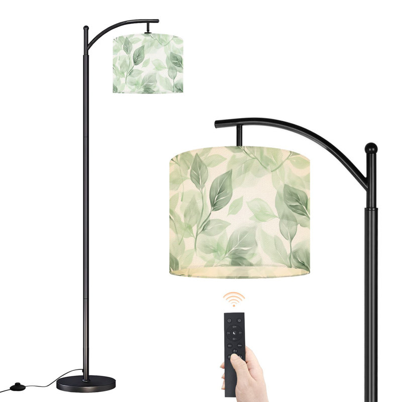 Lampe sur pied à arc avec abat-jour réglable, verdure douce, lampe sur pied Subtile Leaf Designs