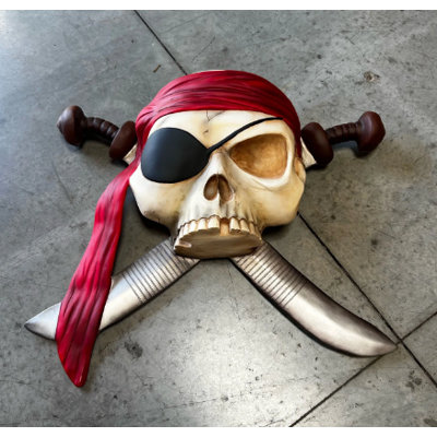 Hipscher Pirate Skull Skeleton With Swords Wall Decor Statue