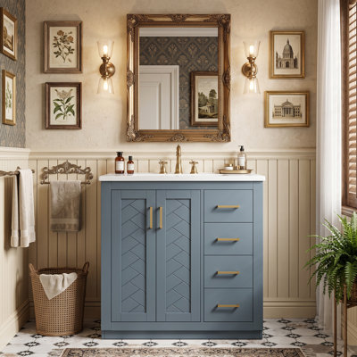 Ensemble de meuble-lavabo autoportant 30 po avec comptoir en céramique 30 po