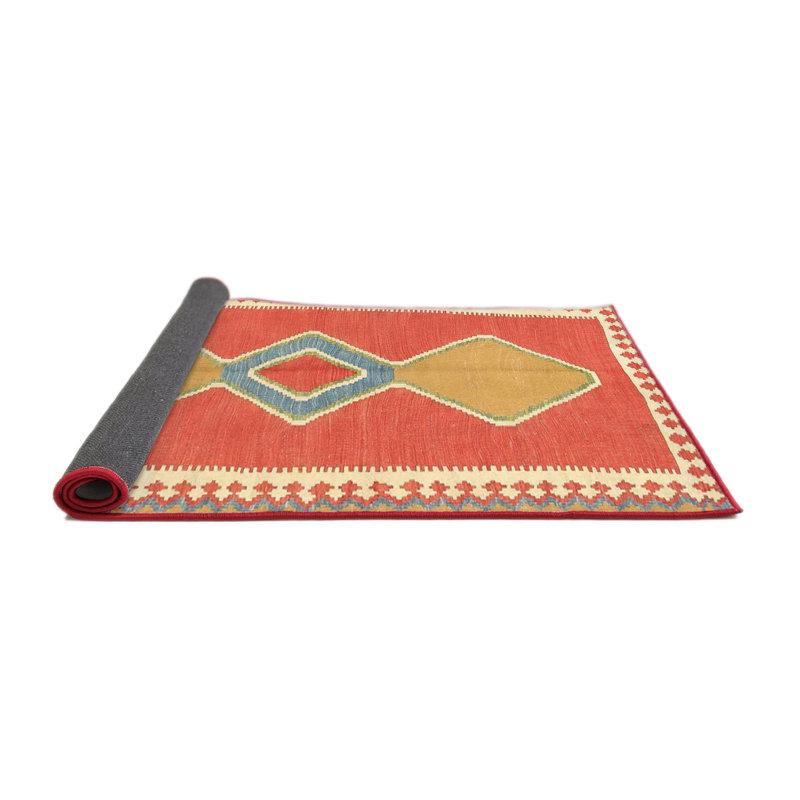 Tapis de zone orange/beige contemporaine, Rond 8 pi