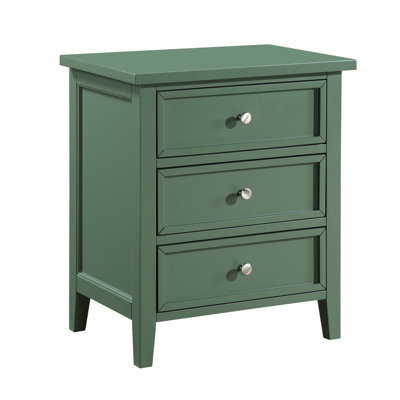 Farmhouse Casual 3-Drawer Wood Nightstand, 22.75"x15.25"x26.75", Antique Green Vintage Finish, Fully Assembled Bedroom Storage Cabinet