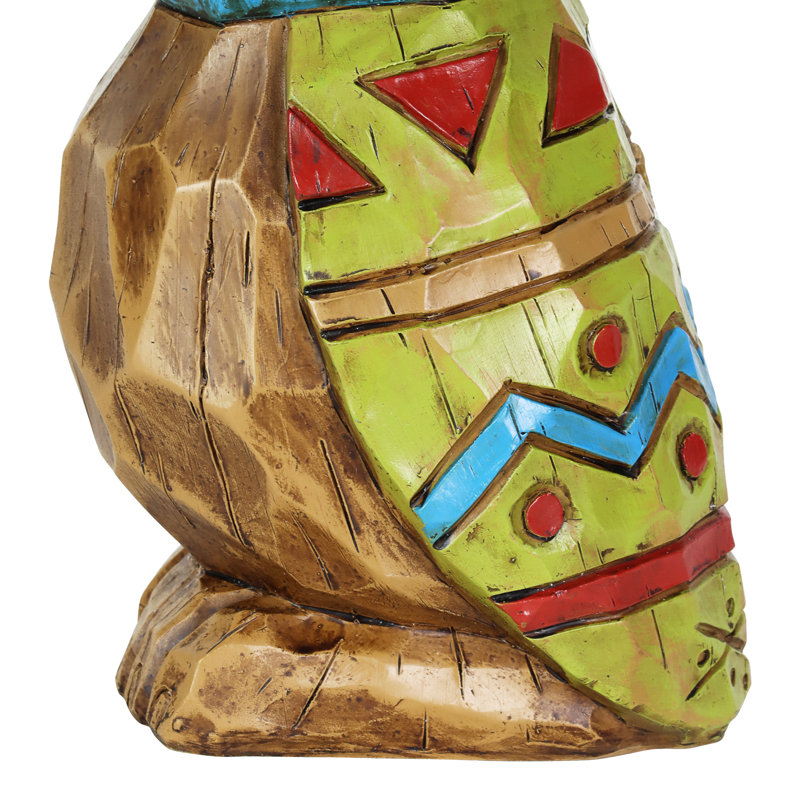 Solar Tiki Parrot Garden Statue with LED Eyes, 10 Inches