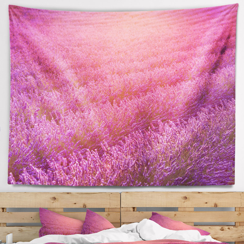 Terrain lavande et rayons de tapisserie de lumières floral, H 78 po x l 92 po