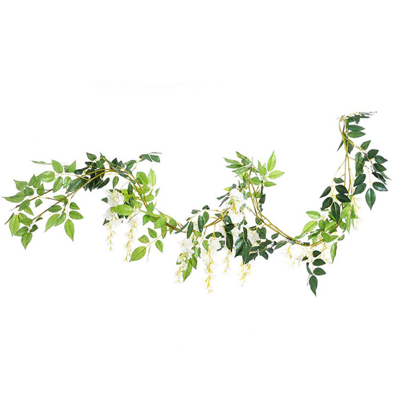2pcs Lifelike Hanging Wisteria Flowers Garland, White