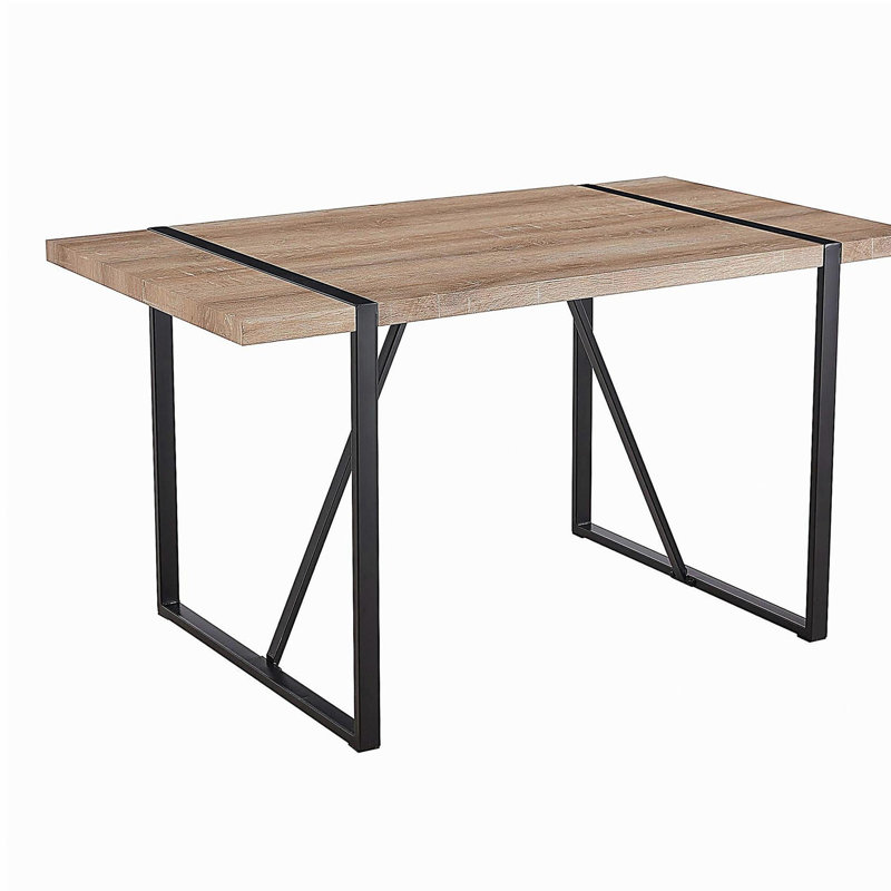 Table de salle à manger de style industriel en bois rectangulaire pour 4 à 6 personnes, plateau de table en bois artificiel de 1,5 pouce d'épaisseur, pieds en métal noir