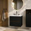 Meuble-lavabo mural noir et noyer Gloria