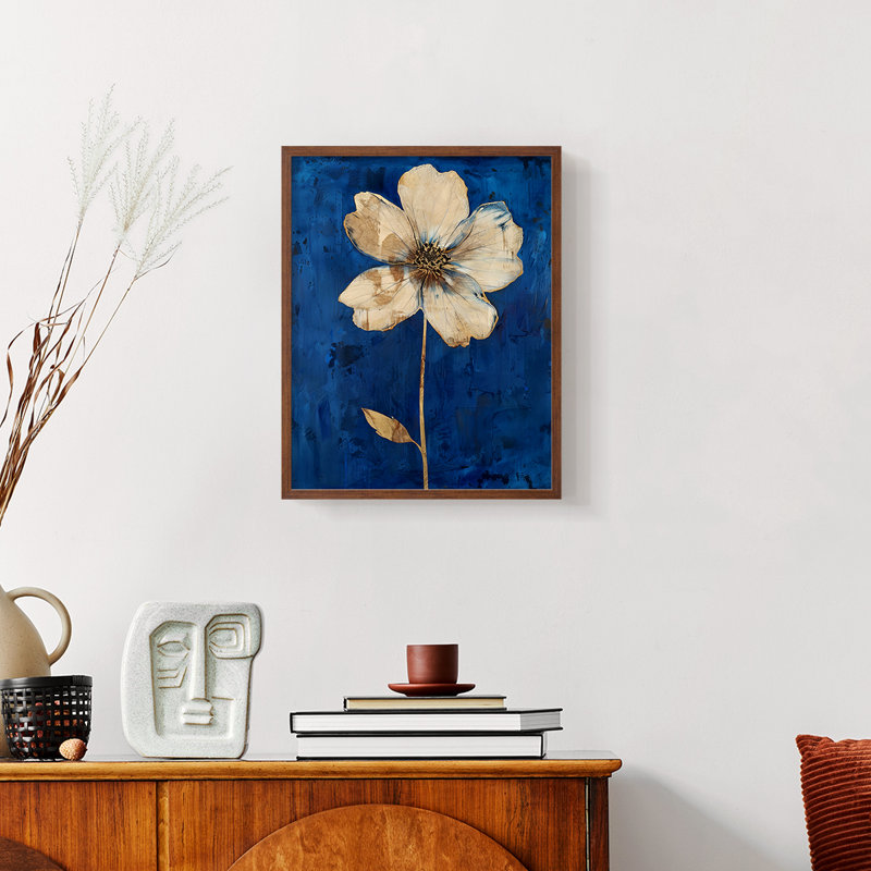 FLORAL Series LXV III - reproduction encadrée de qualité supérieure - prête à être accrochée - aucun clou requis, Noyer
