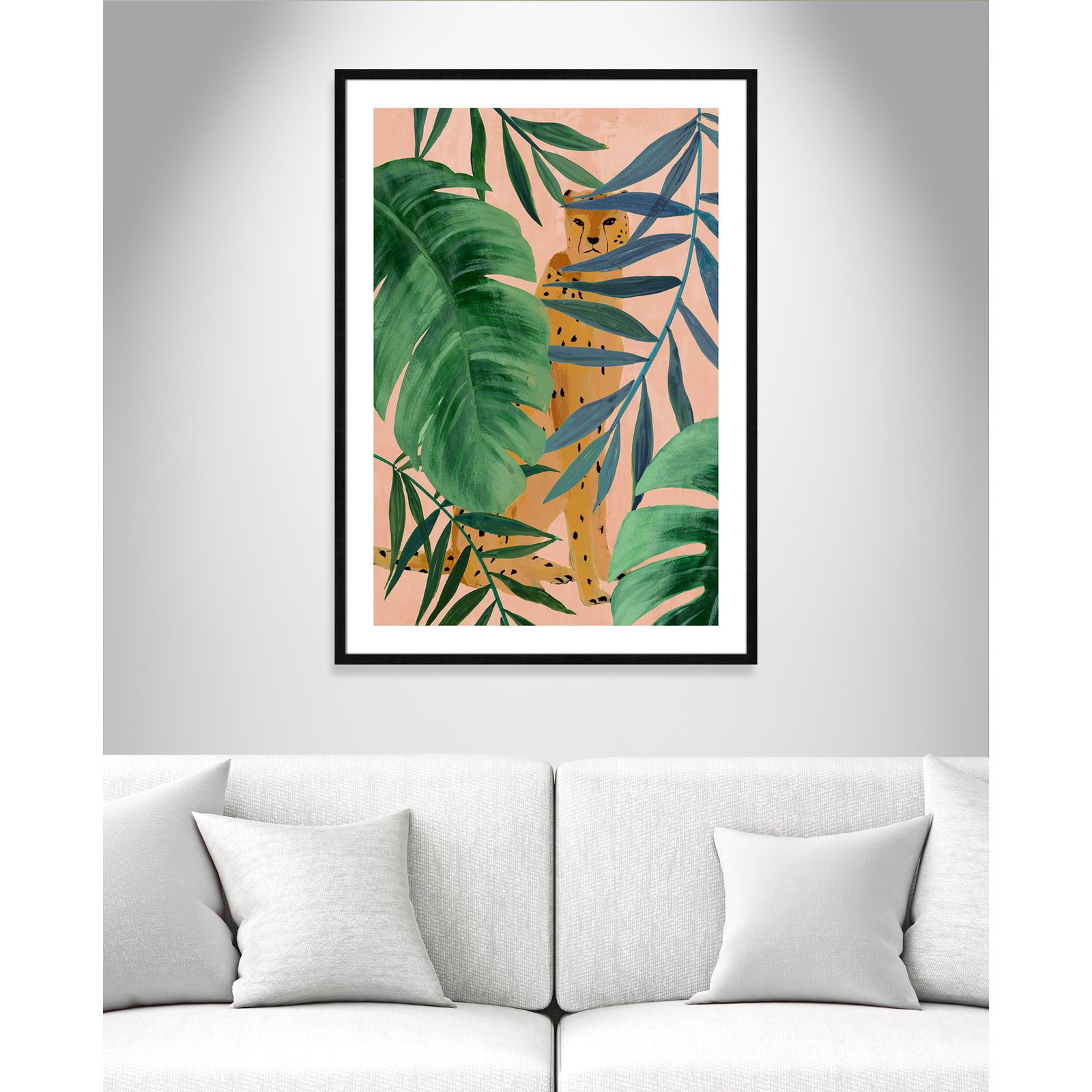 Allie "Silent Jungle" Painting by Isabelle Z, 41.5" H x 29.5" W x 0.75" D, Black Wood Framed Paper