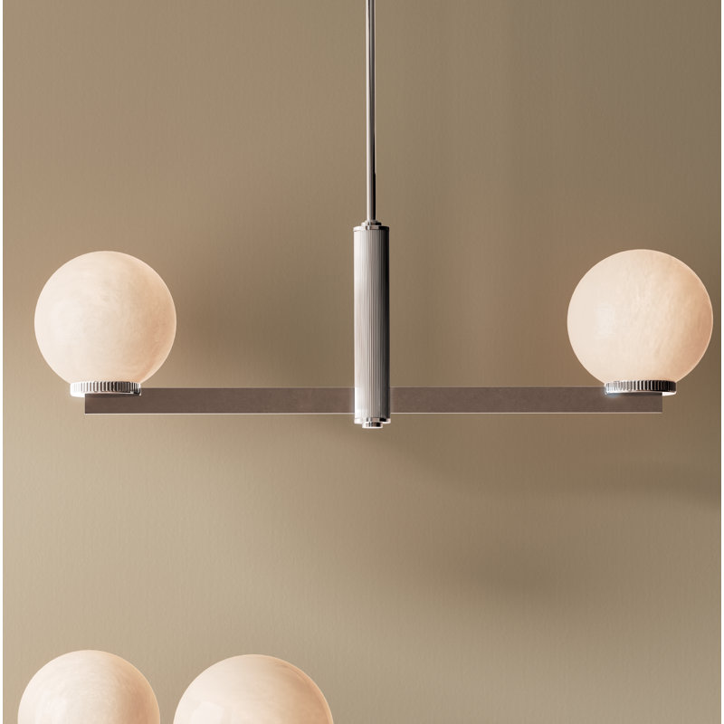 Oshra 2-Light Linear Chandelier in Matte Black, Matte Black