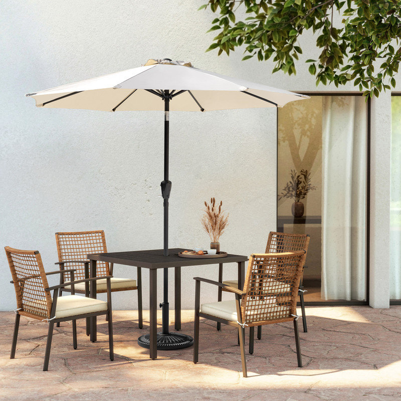 228 cm Round Garden Parasol, with base