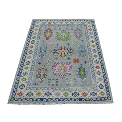 3'10" x 5'5" New Hand Knotted Grey Wool Rectangle Oriental Rug - 3D96386678774E288D88E1934CF97D91