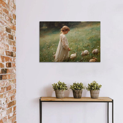 Décoration murale sur toile de lapin de printemps Timuba - photos sur le thème de Pâques pour la décoration intérieure, œuvre d'art d'enfant et de lapin mignon, reproduction sur toile encadrée et tendue, 12 po x 18 po