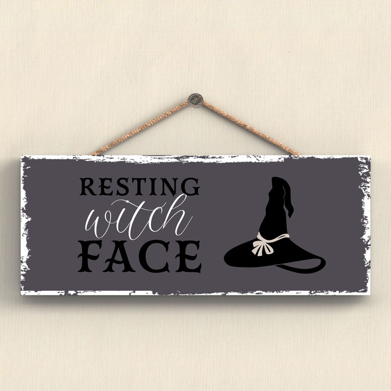 Resting Witch Face Wooden Plaque