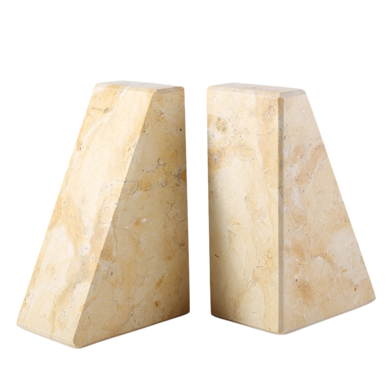 Serre-livres en marbre (ensemble de 2), H 2,54 po x l 5,93 po x P 3,98 po, Beige, jaune