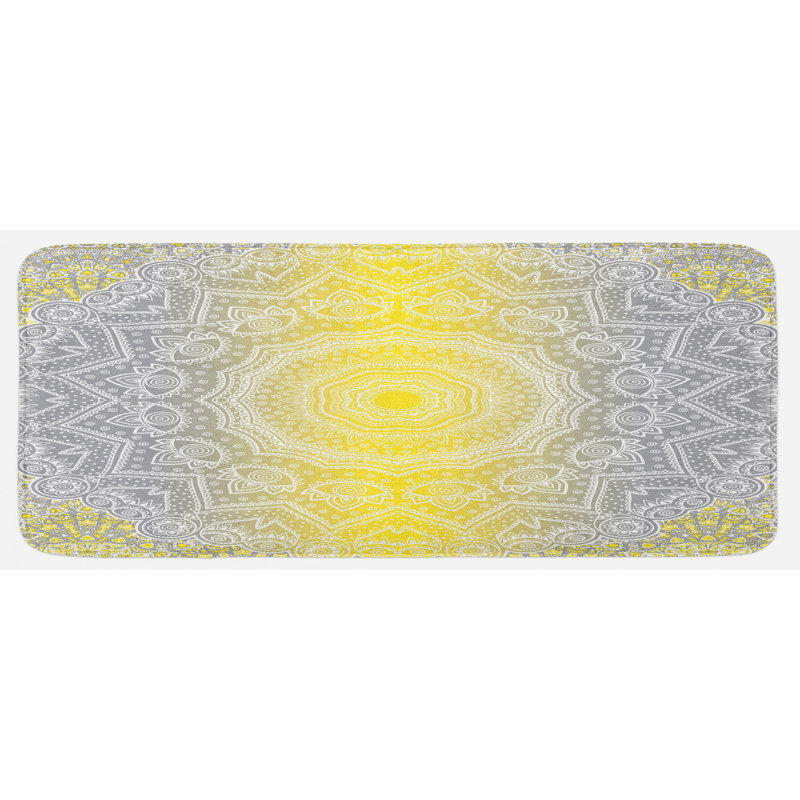 Eclectic Polyester Kitchen Mat, Yellow