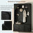 Farmhouse Hall Tree with Adjustable Shelves, Storage Bench & 3 Cabinets, Black-1257781918