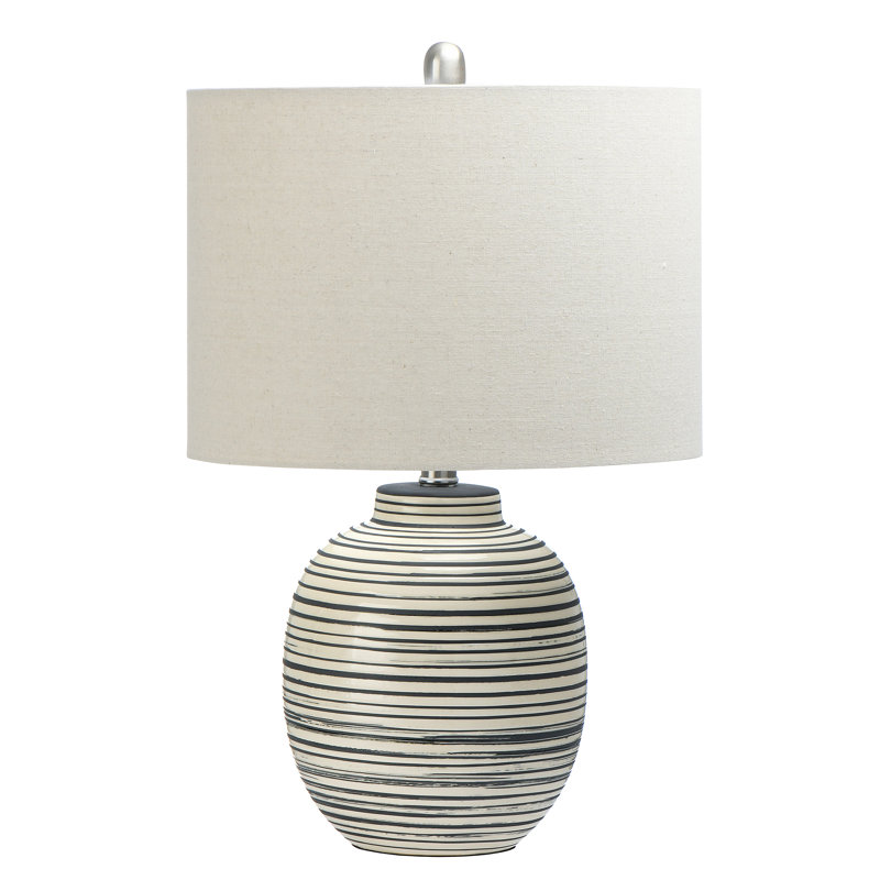 Modern Black and Gray Ceramic Table Lamp with Linen Shade