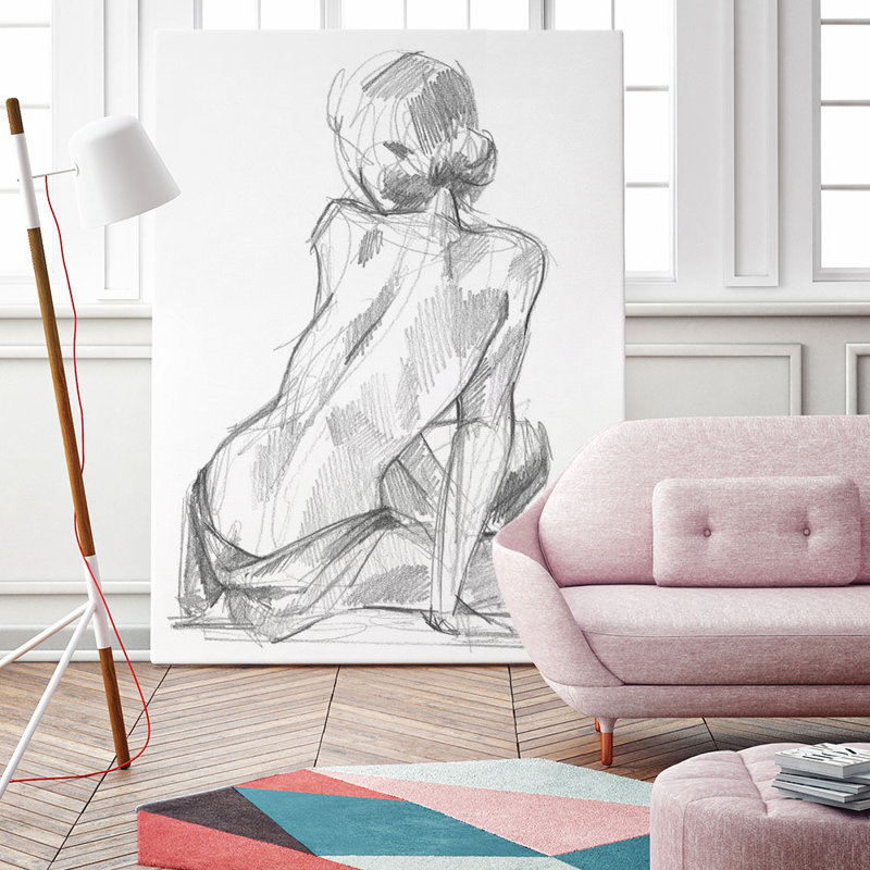 Reproduction d’art sur toile tendue « sitting pose ii » par jennifer paxton