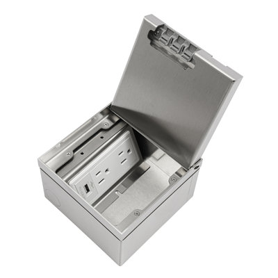 Recessed Floor Socket Box Kit Silver