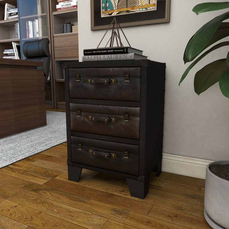 Armoire rétro en similicuir brun foncé Iinden