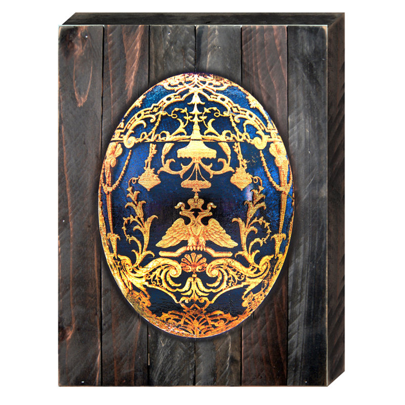 Décoration murale plaque en bois fabergé œufs rustique, H 8 po x l 6 po x P 1,5 po