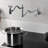 Kingston Brass Wendell Two-Handle 1-Hole Wall Mount Pot Filler Faucet with Knurled Handle-87907572