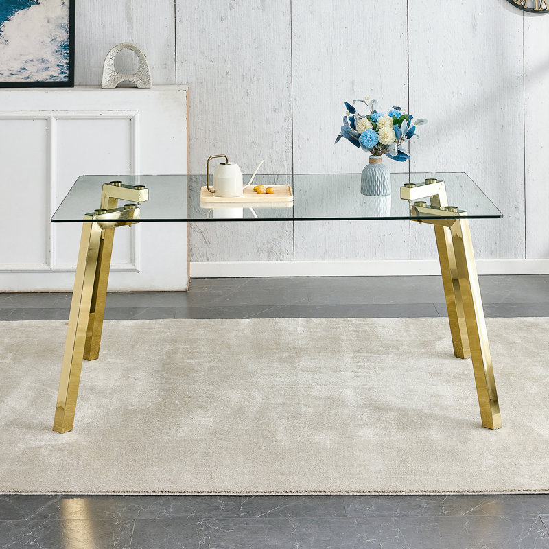 Modern Minimalist Dining Table for Restaurants and Living Rooms, with tempered glass tabletop and  metal legs,dinning table,dining room table