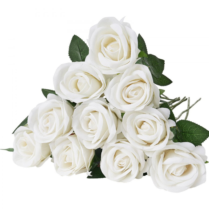 Roses, bouquet de fleurs artificielles pour Noël, Blanc