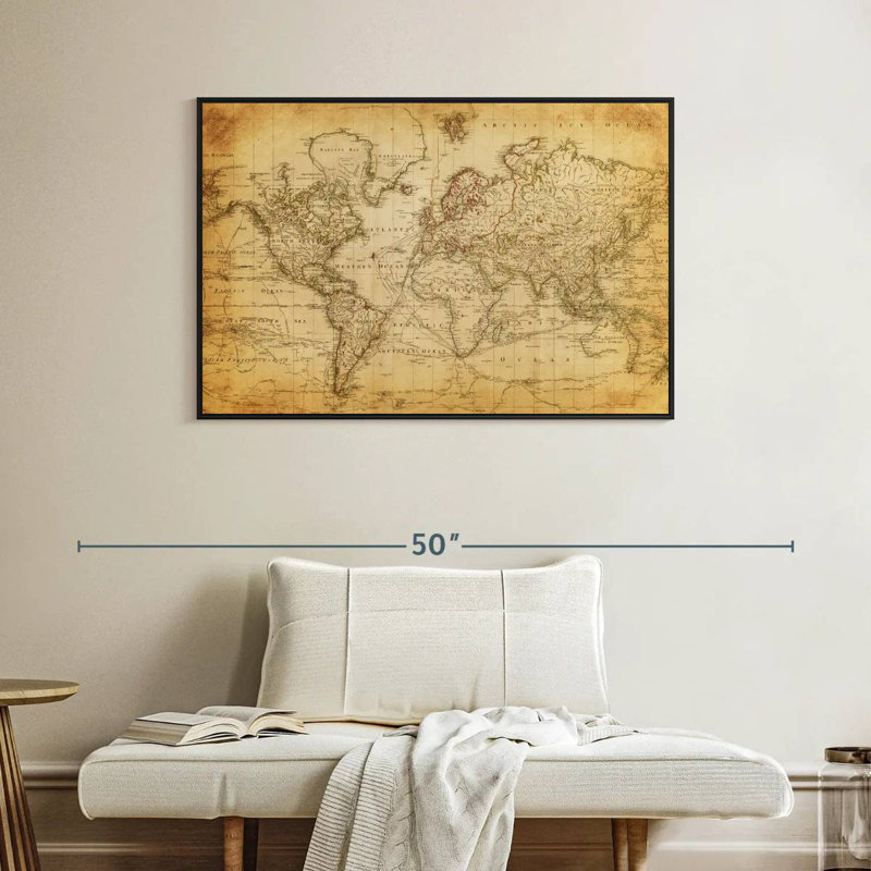 Aliaz Old Century World Map, 27" H x 40" W