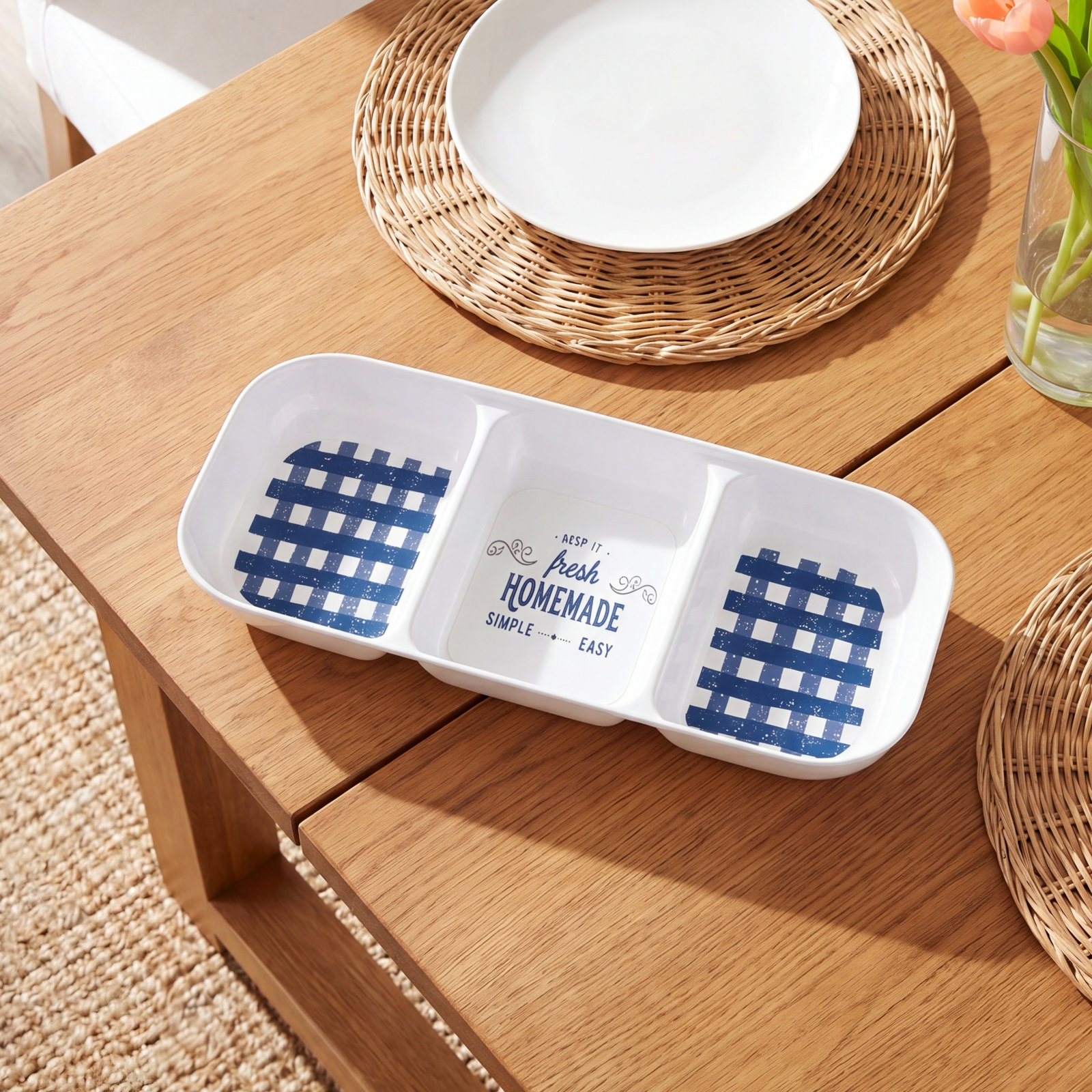 Caila Oval Melamine Divided Serving Dish