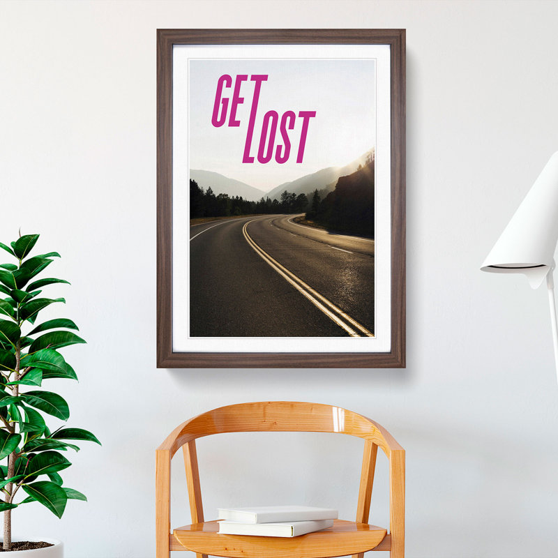 Get Lost - Picture Frame Graphic Art, 48cm H x 36cm W x 2cm D, Walnut