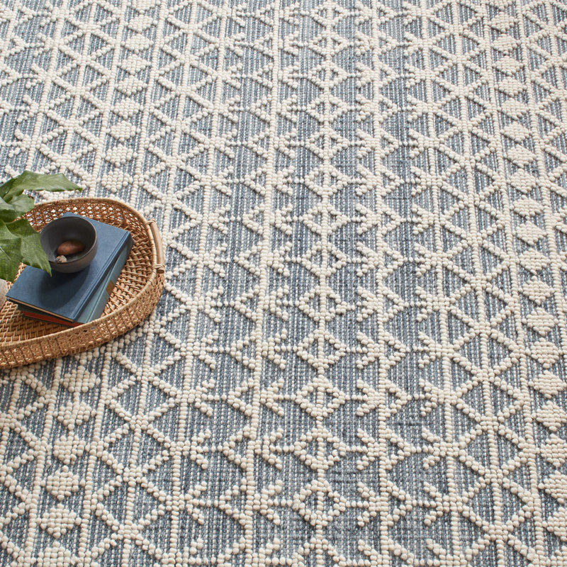 Pembrook Blue Handwoven Wool Rug, Rectangle 2' x 3'