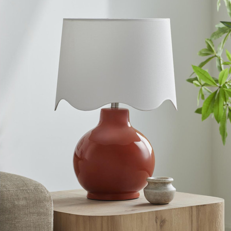 Lampe de table Maura, Blanc, Orange, H 22 po x l 15 po x P 15 po