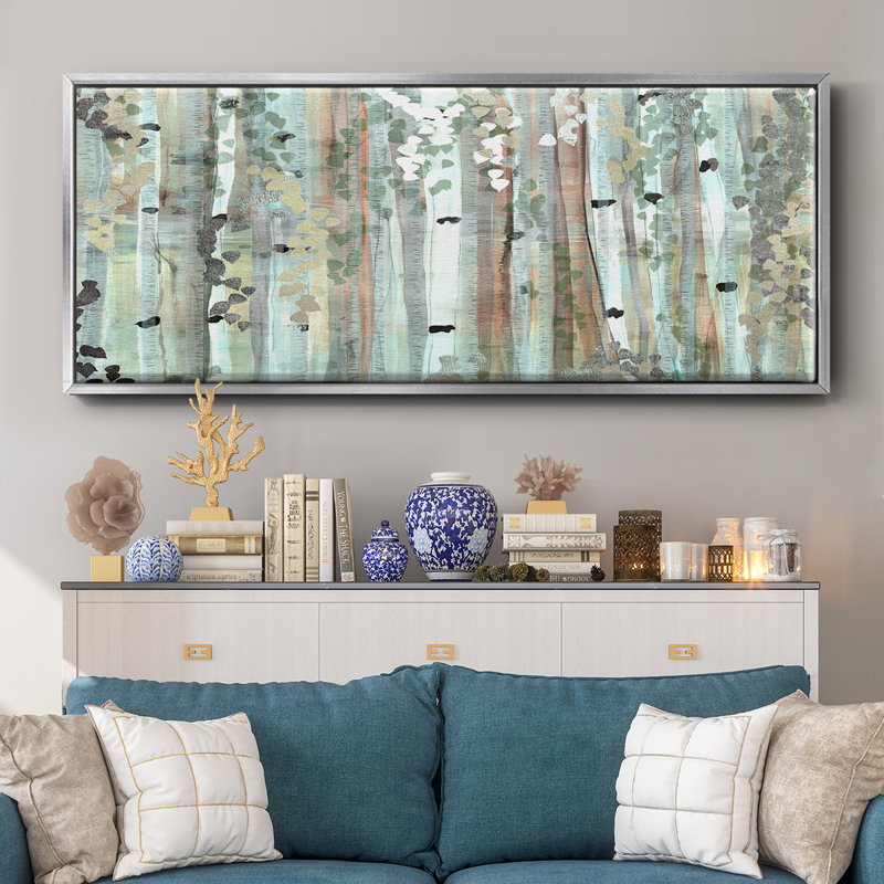 Spring Birch Meadow- Framed Canvas, 24" H x 60" W