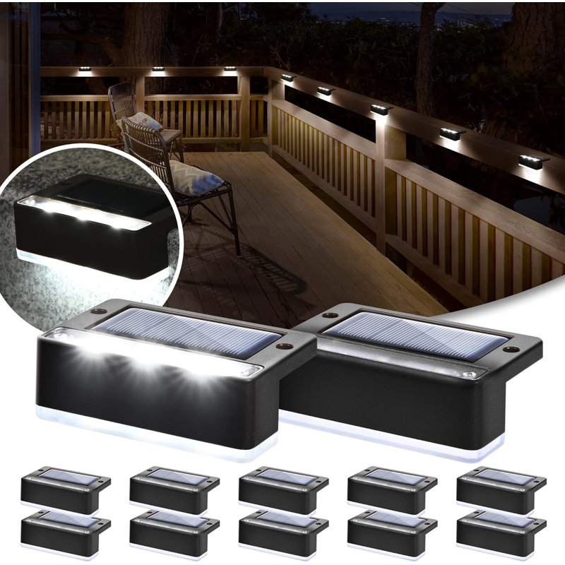 Stainless Steel Solar Powered Step Light Pack, Cold White, Black