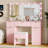 Small Makeup Vanity Desk with LED Mirror Lights, RGB Color-Changing Storage Cabinet, Power Outlet, Drawer and Shelves, 3 Light Modes, for Bedroom-882097624