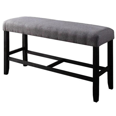 Banc à hauteur de comptoir avec abat-jour, structure en bois, tablier rembourré et repose-pieds, P 14 po avec siège rembourré patiné de 25 po de hauteur
