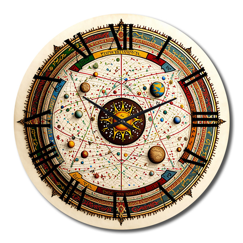 Ancient Map Of Galaxy I - Modern Geometric Wall Clock, Large