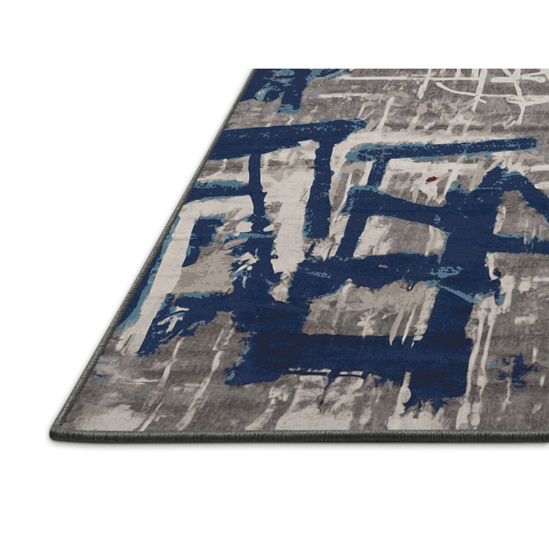 Tapis gris soyeux et moelleux, Rond 3 pi