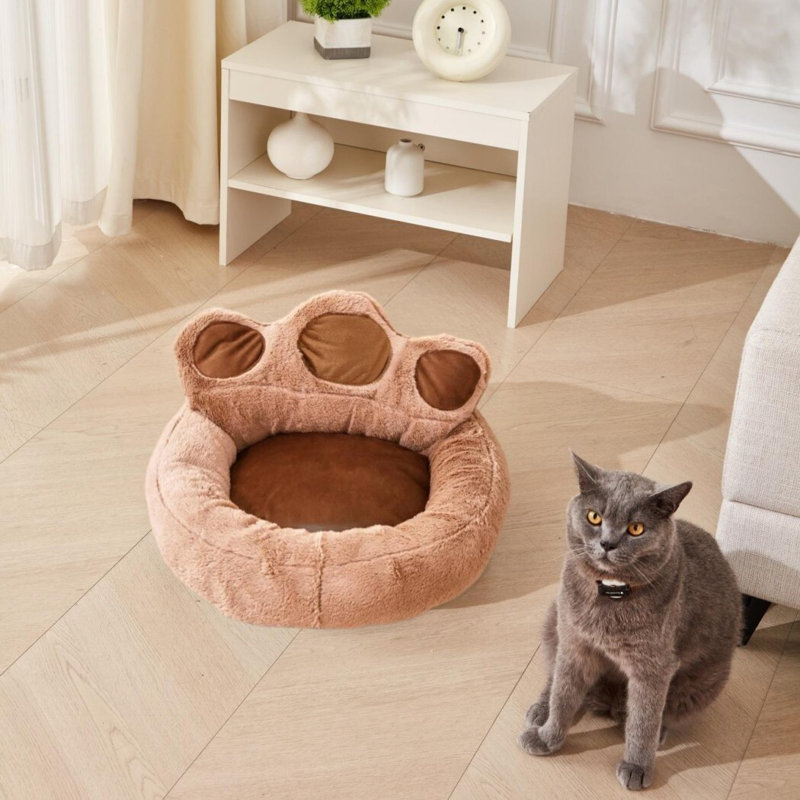 Lit pour animaux de compagnie apaisant en fausse fourrure avec pattes apaisantes, lavable à la machine, fond antidérapant