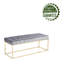 Banc en velours capitonné Greydi avec pieds en chrome doré-77353061