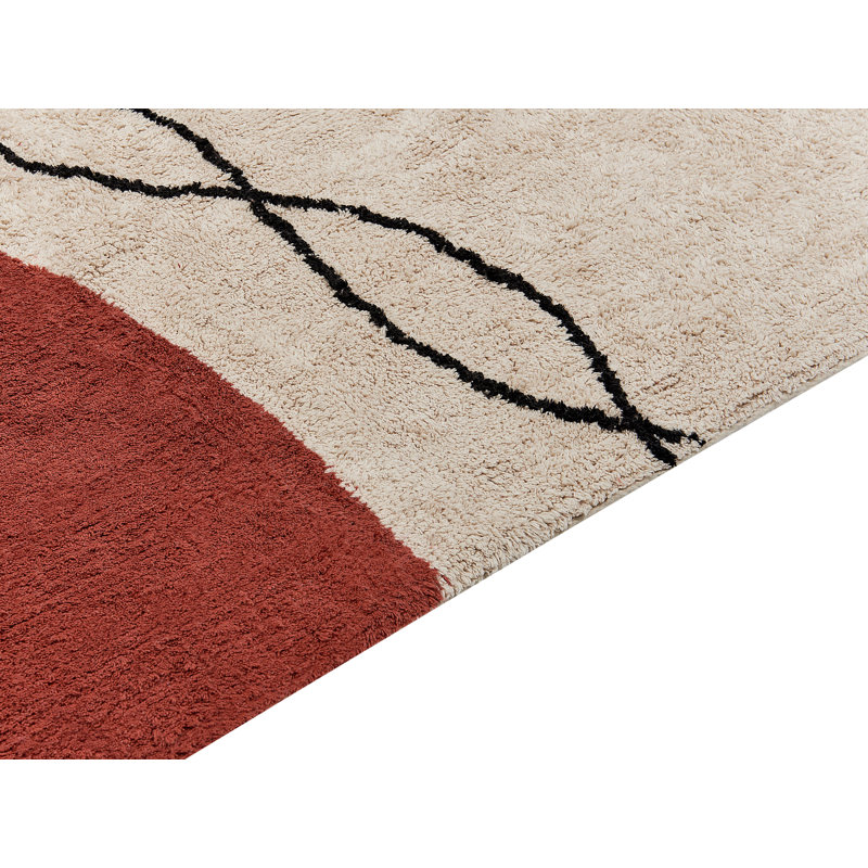 Aleph Abstract Cotton Hand Woven Area Rug, Rectangle 160cm x 230cm