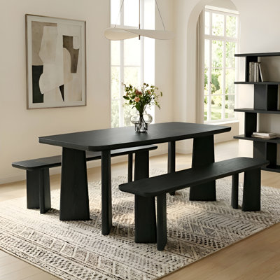 Banc rectangulaire avec pieds en bois massif, banc moderne pour la salle à manger / le couloir / le coin