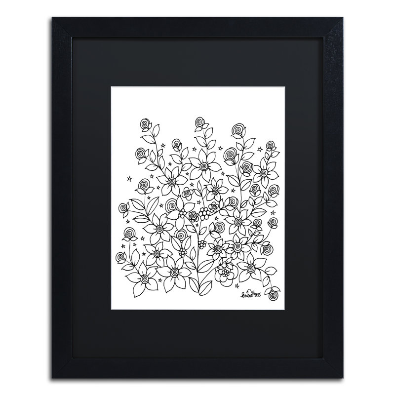 « simple fleur doodle », impression sur toile encadrée, H 20 po x l 16 po x P 0,5 po, Noir