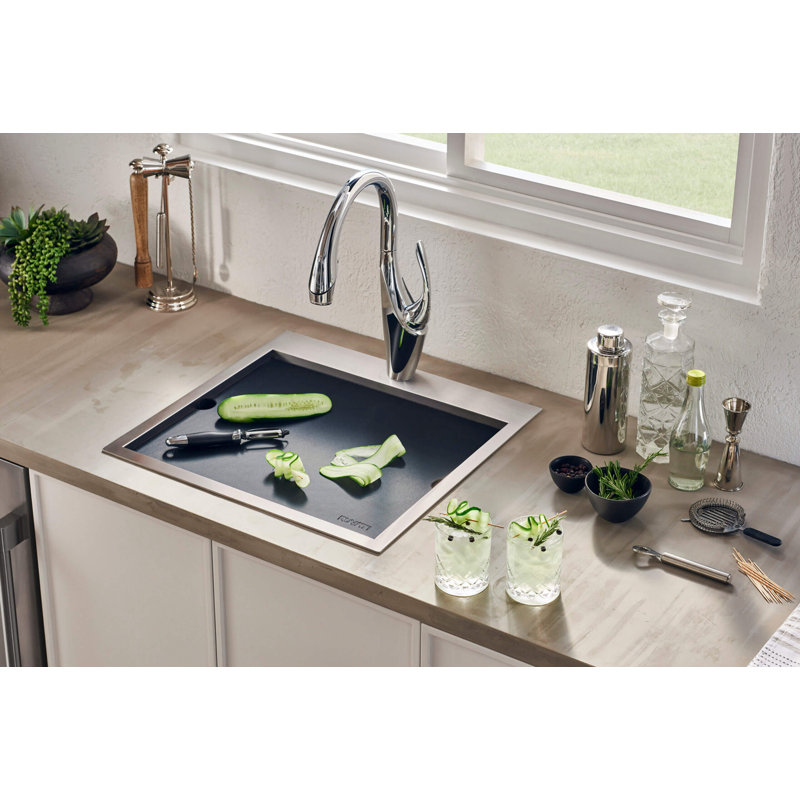 Ruvati Marine Grade T-316 Workstation Topmount RV Boat Outdoor Sink Stainless Steel, 20" L x 15" W
