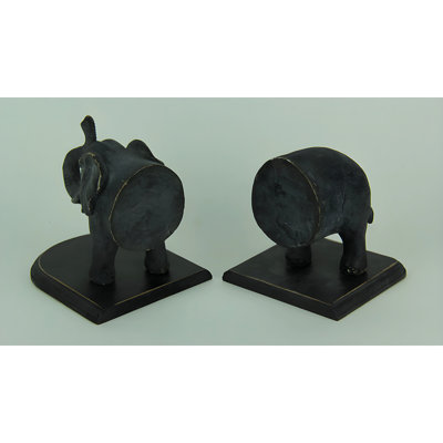 Ensemble de serre-livres en éléphant noir et anthracite rétro, 9,75 pouces de large