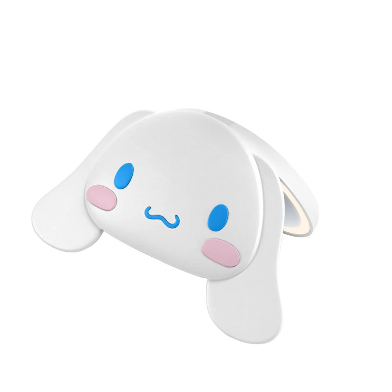 Miroir compact Cinnamoroll à DEL avec forme figurative Cinnamoroll, miroir grossissant supérieur 3X avec capteur tactile, éclairage DEL de jour, miroir de coiffeuse à finition douce au toucher