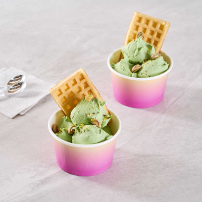 Coppetta 8 Ounce Dessert Cups, 50 Greaseproof Ice Cream Cups - Lids Sold Separately, For Hot And Cold Foods, Orange And Blue Ombre Paper Yogurt Bowls, Disposable, Sturdy - Restaurantware